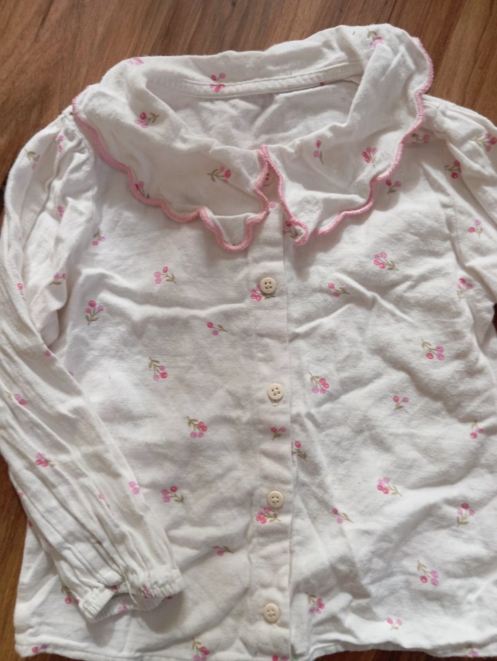 Kız Çocuk Beyaz Nakışlı Pamuk Gömlek - Görsel 2