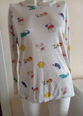 Baskılı Beyaz Hamile Uzun Kollu Tişört - Görsel 2