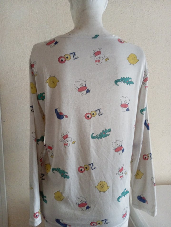 Baskılı Beyaz Hamile Uzun Kollu Tişört - Görsel 3