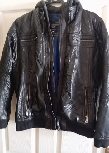 Siyah Deri Erkek Biker Ceket - Görsel 3