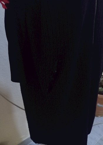 Kadın Siyah Uzun Fermuarlı Kaban - Görsel 5