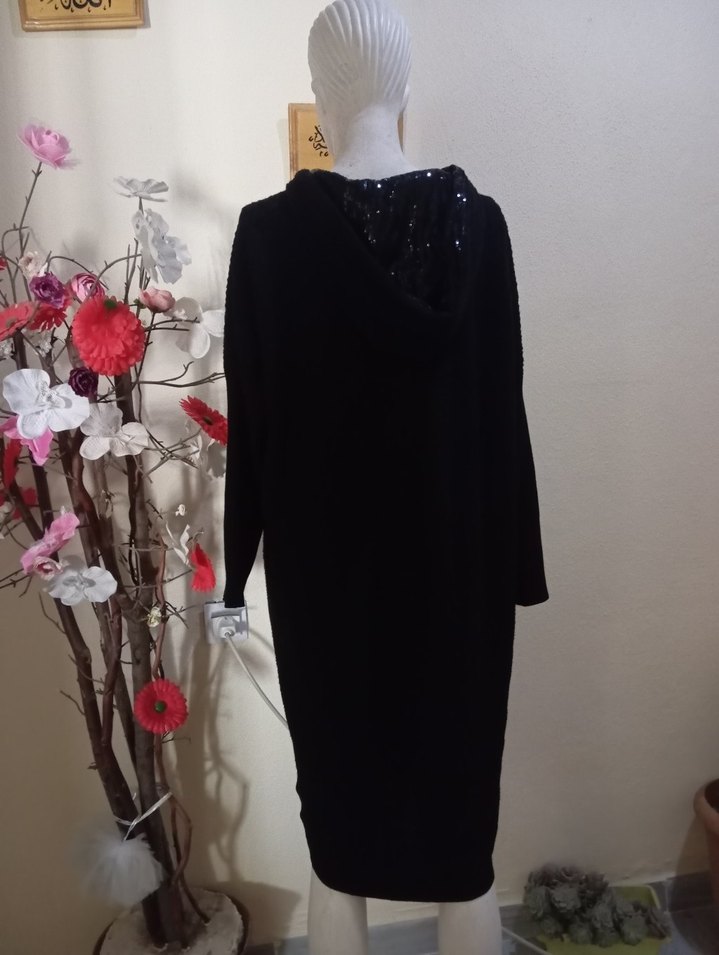 Kadın Siyah Uzun Fermuarlı Kaban - Görsel 4