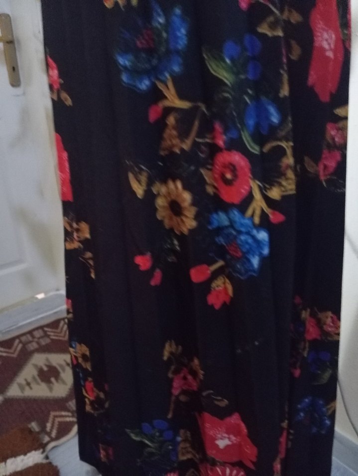 Çiçek Desenli Uzun Pilili Bohem Etek - Görsel 2