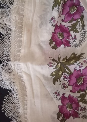 Dantel Kenarlı Vintage Kadın Şal - Görsel 4