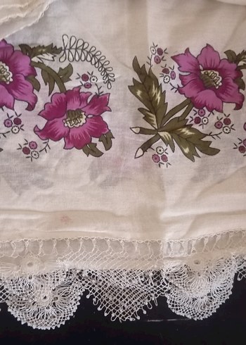 Dantel Kenarlı Vintage Kadın Şal - Görsel 2