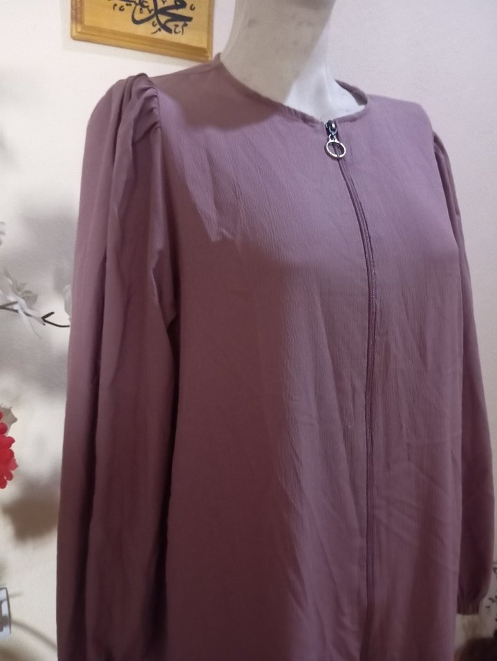 Uzun Kol Drapeli Bej Kadın Elbise - Görsel 4