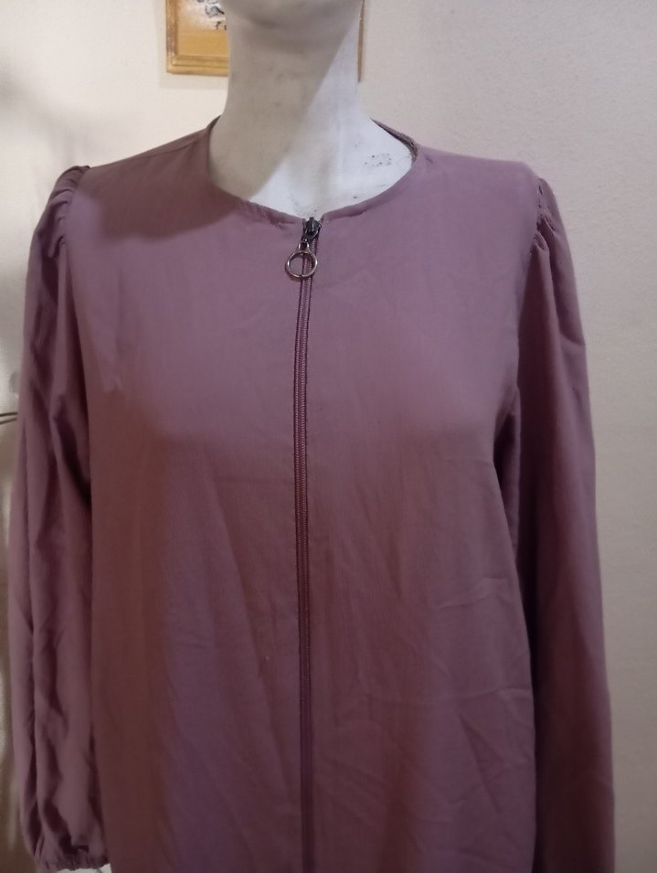 Uzun Kol Drapeli Bej Kadın Elbise - Görsel 3