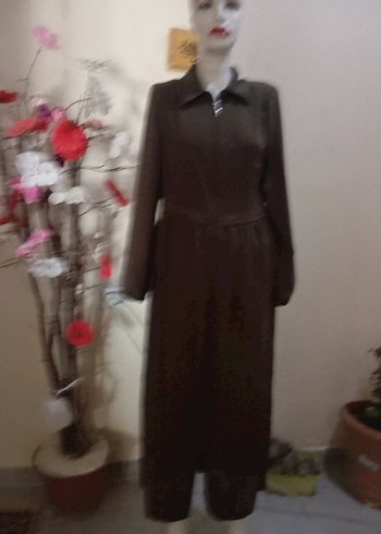 Kahverengi Uzun Kadın Kaban - Görsel 6