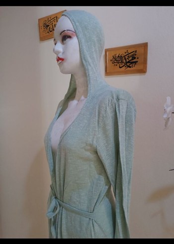 Uzun Kollu Gri Bohem Kadın Sabahlık - Görsel 4