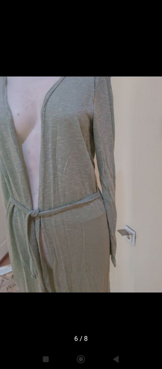 Uzun Kollu Gri Bohem Kadın Sabahlık - Görsel 3