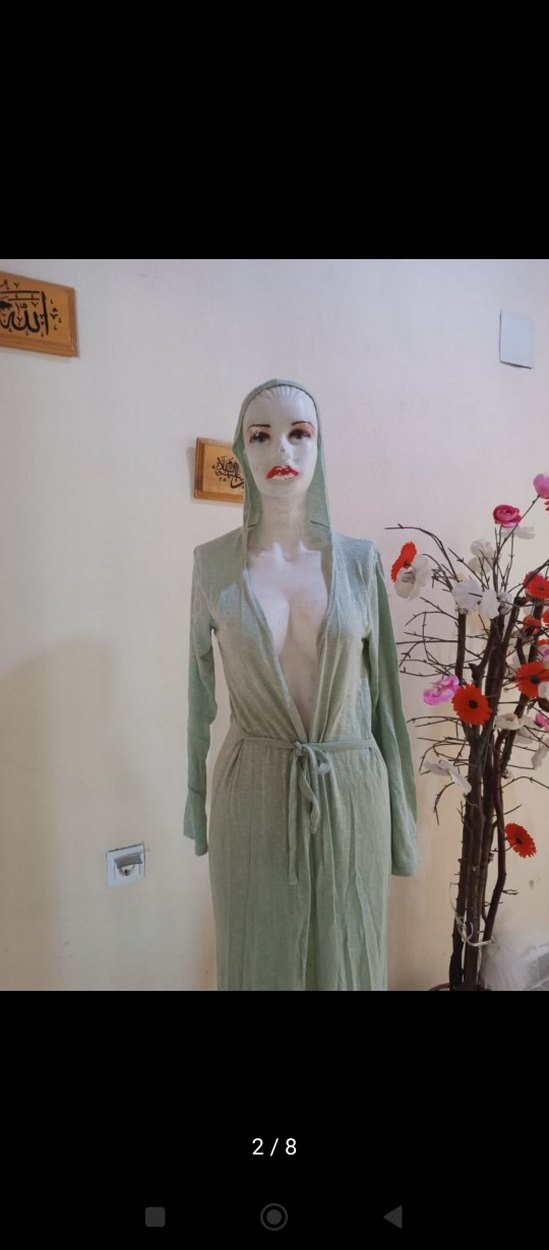 Uzun Kollu Gri Bohem Kadın Sabahlık - Görsel 5