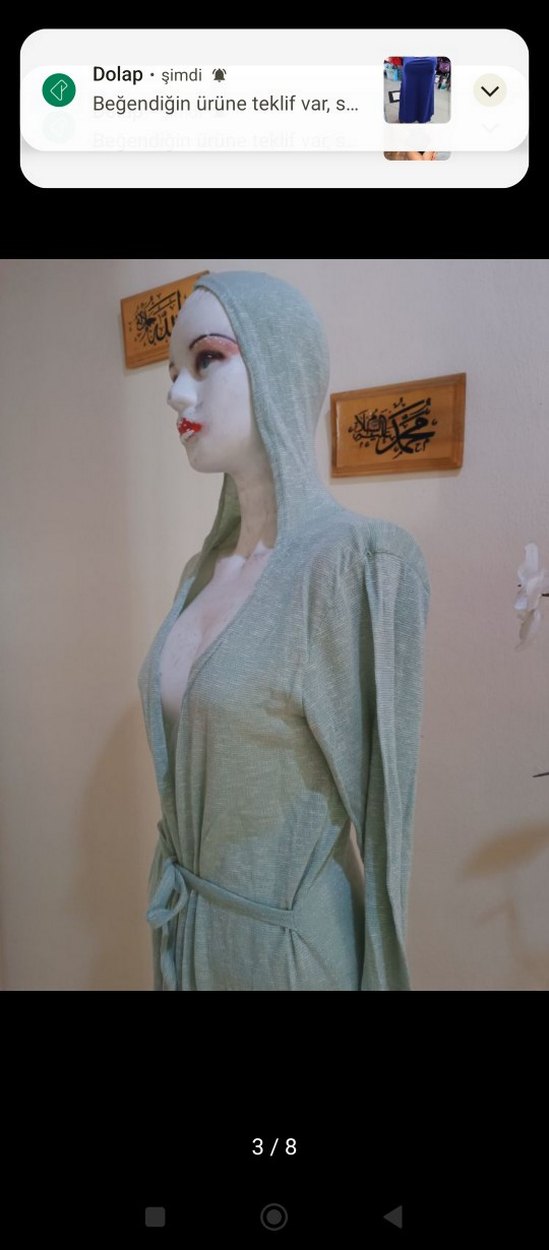 Uzun Kollu Gri Bohem Kadın Sabahlık - Görsel 4