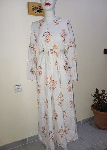 Beyaz Pamuklu Bohem Uzun Elbise - Görsel 2