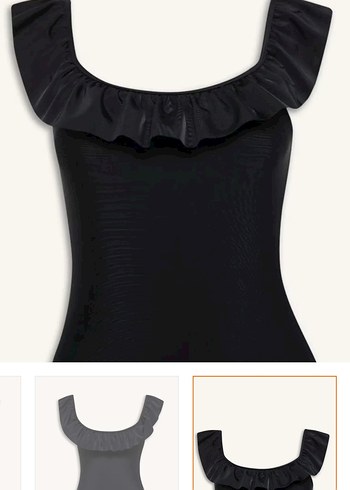 Siyah Fırfırlı Gotik Kadın Mayo