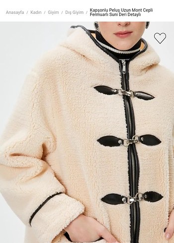 Kapşonlu Peluş Uzun Mont Cepli - Görsel 3