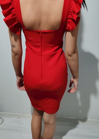 Balenciaga Kırmızı Straplez Mini Elbise