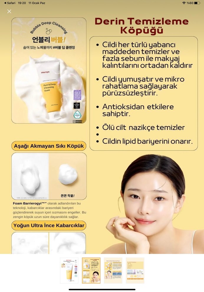 Manyo pure and deep cleansing foam temizleme köpüğü mini - Görsel 3