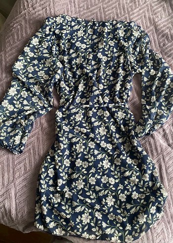 Trendyolmilla Lacivert Çiçekli Uzun Kollu Elbise - Görsel 2