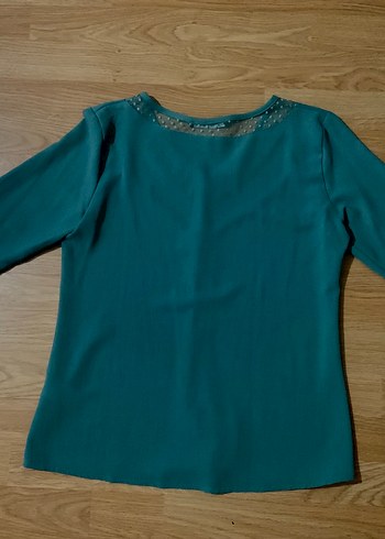 Düğmeli V Yaka Kadın Bluz - Görsel 2