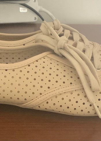 Bambi Bej Bağcıklı Kadın Topuklu Ayakkabı - Görsel 2