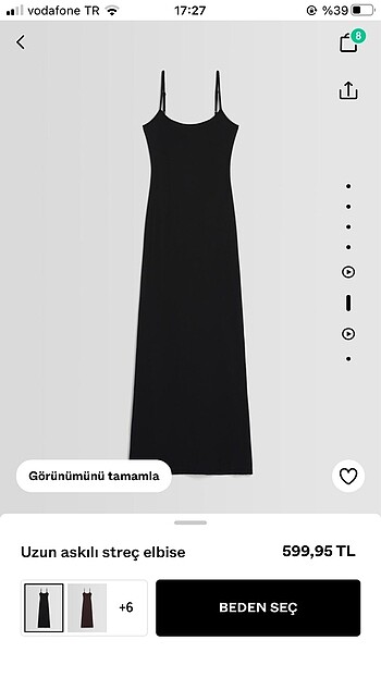 m Beden BERSHKA askılı elbise