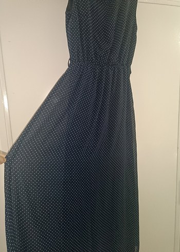 lacivert puantiyeli elbise - Görsel 5