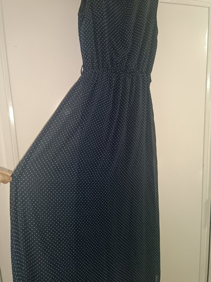 lacivert puantiyeli elbise - Görsel 5