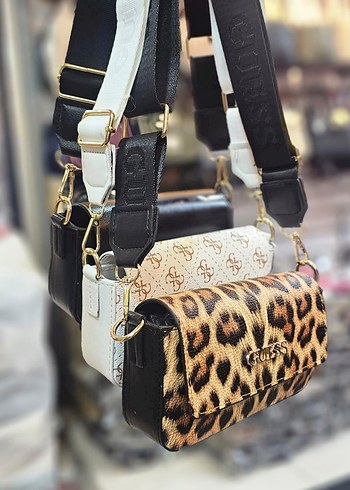 Guess Guess Baskılı Kahverengi Deri Kadın Çantası