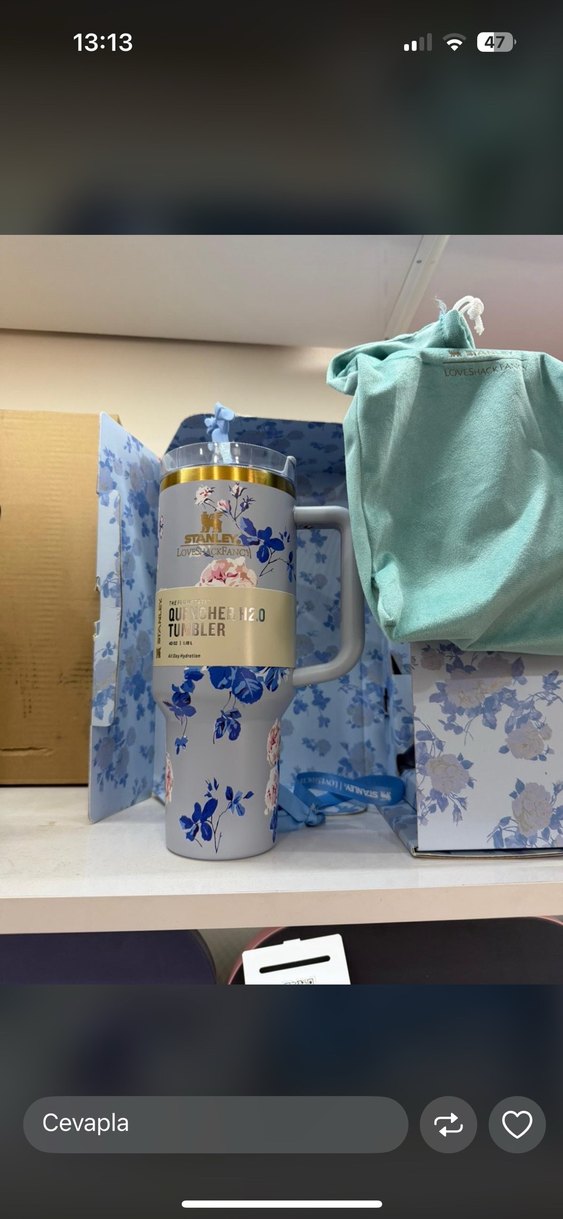 Stanley Çiçek Desenli Beyaz Termos Kupa - Görsel 4