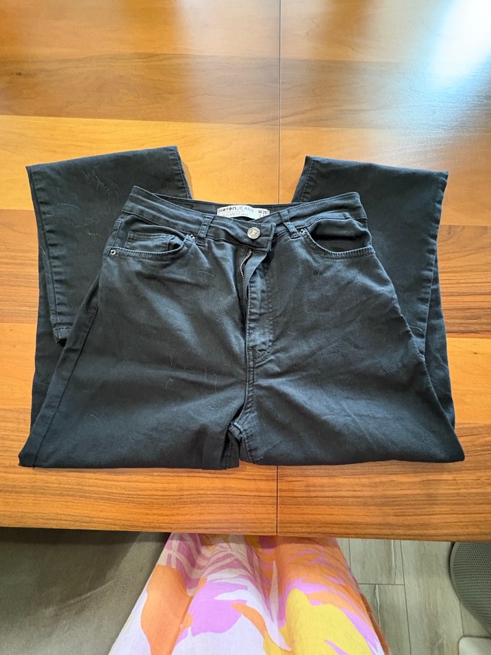 Siyah Regular Fit Bayan Denim Pantolon - Görsel 5