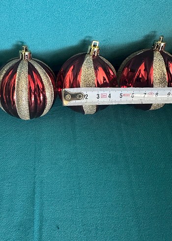 Kırmızı Simli Yılbaşı Süs Topları - Görsel 4