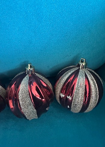 Kırmızı Simli Yılbaşı Süs Topları - Görsel 2