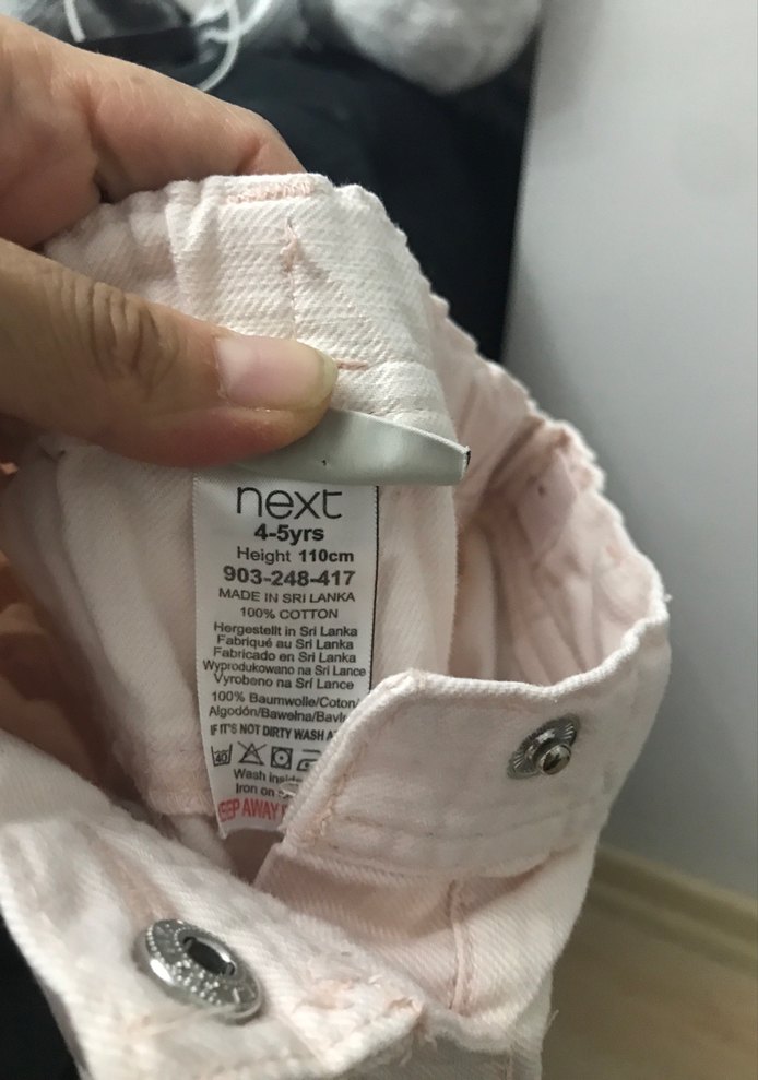 Kız Çocuk Toz pembe  kot Düğmeli Şort - Görsel 4