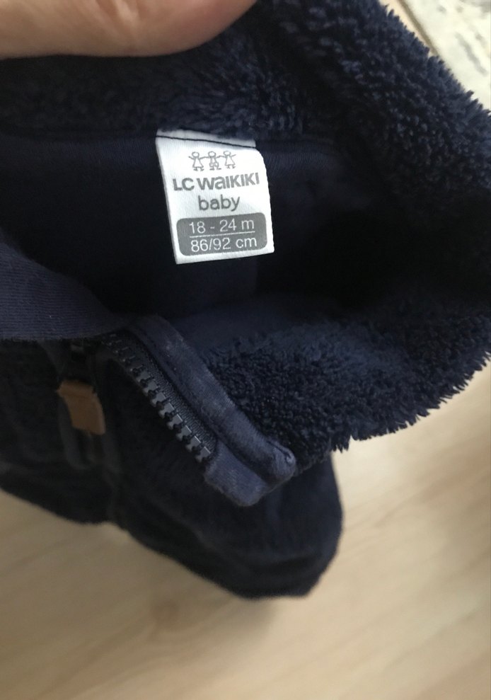 Erkek Bebek Lacivert Kürklü Polar Ceket - Görsel 3