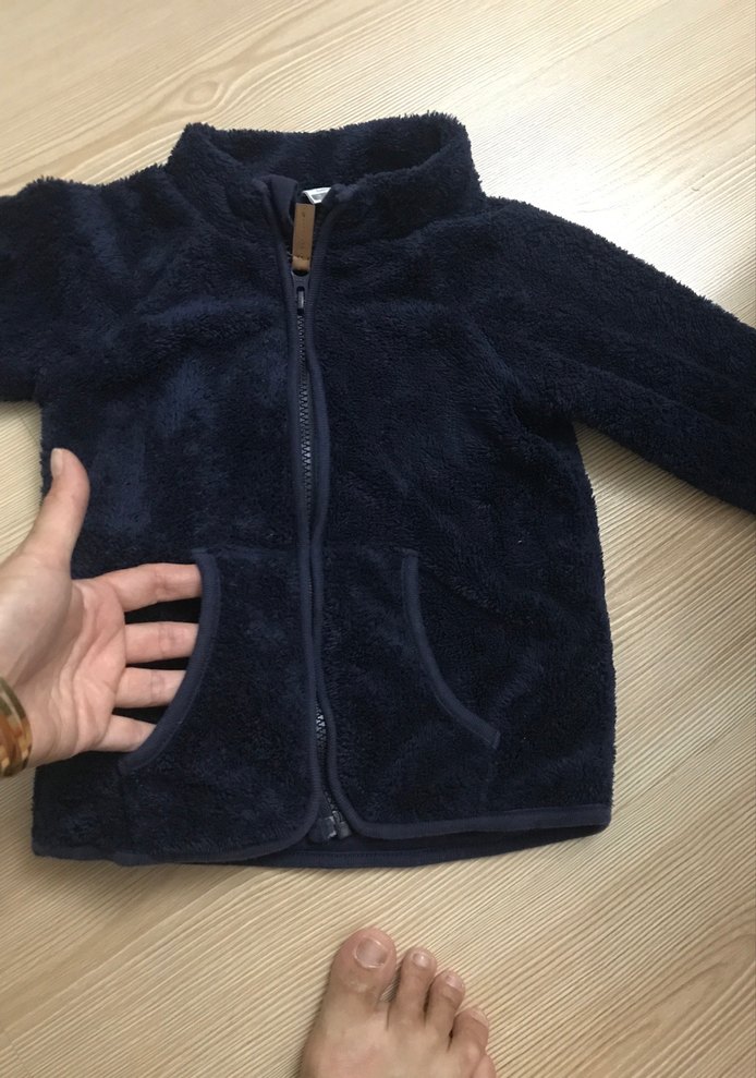 Erkek Bebek Lacivert Kürklü Polar Ceket - Görsel 2