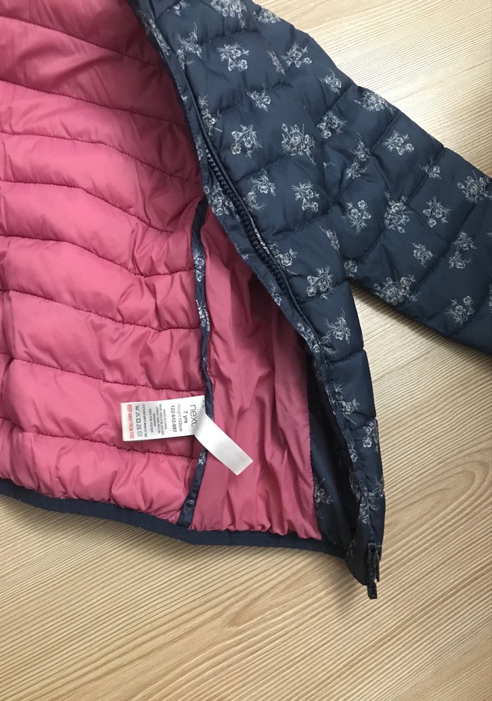 Kız Çocuk Lacivert Baskılı Kapüşonlu Mont - Görsel 5