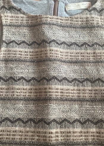 Gri Bohem Yün Kolsuz Midi Elbise - Görsel 2