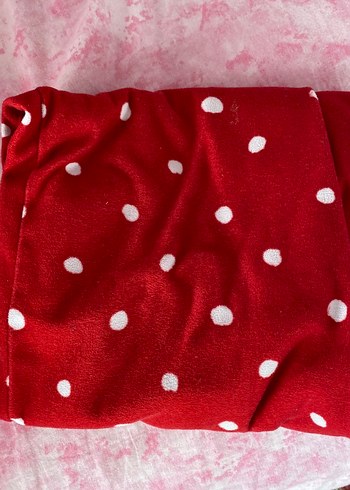 Kızlar için Puantiyeli Kırmızı Polar Pijama - Görsel 2