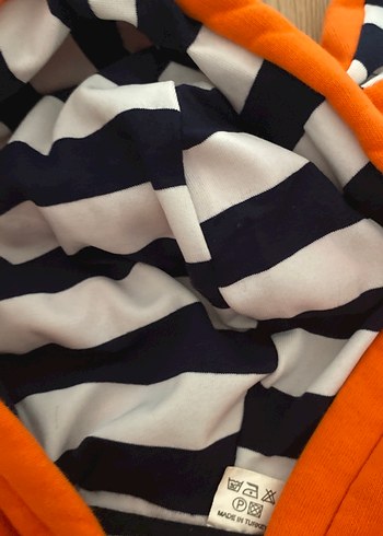 Turuncu Kapüşonlu Bebek Tulum mont - Görsel 4