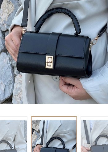 Klasik Siyah Deri Kadın Çanta - Görsel 3