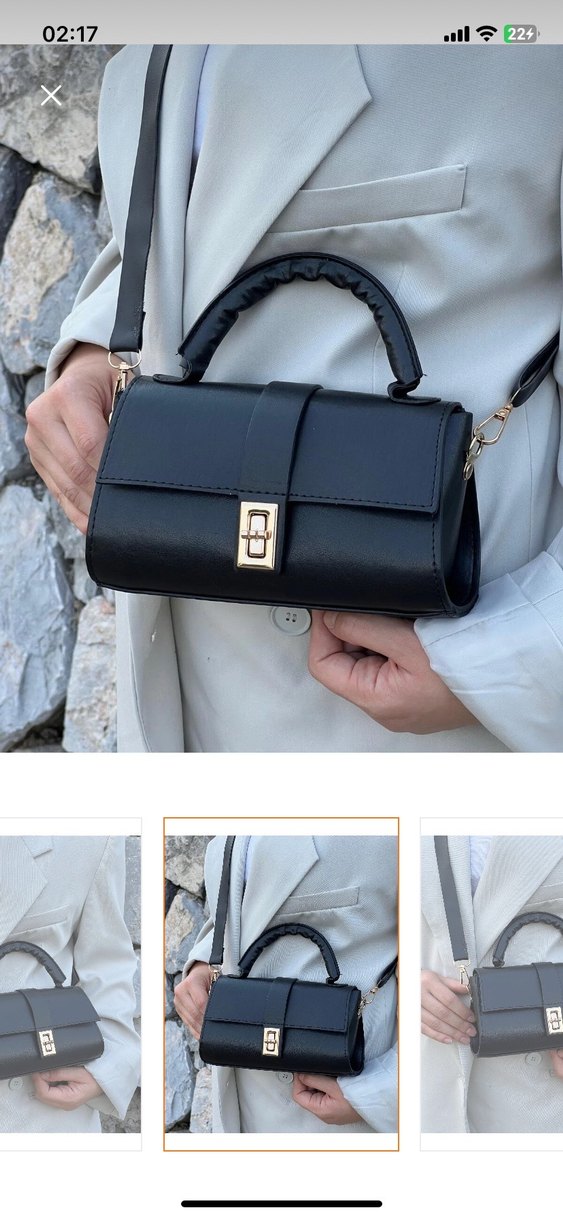 Klasik Siyah Deri Kadın Çanta - Görsel 3