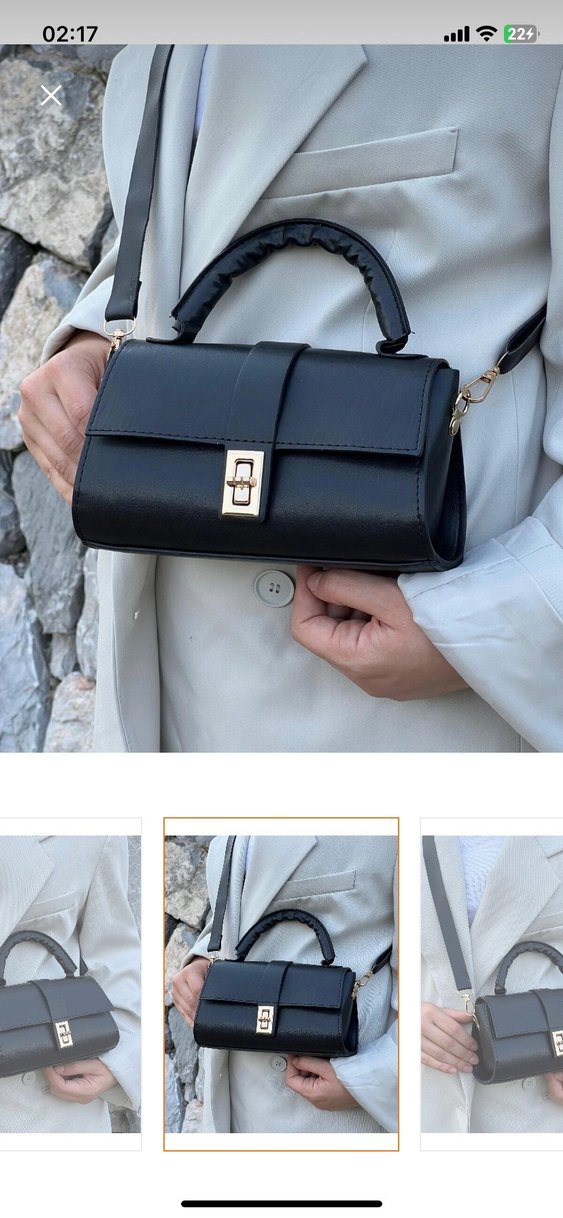 Klasik Siyah Deri Kadın Çanta - Görsel 4