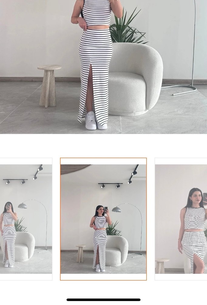 Beyaz Zebra Desenli uzun yırtmaçlı etek - Görsel 2