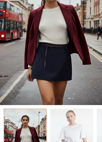 Kemer Detaylı Koyu Renk Mini Denim Etek - Görsel 2