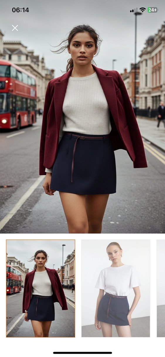 Kemer Detaylı Koyu Renk Mini Denim Etek - Görsel 2