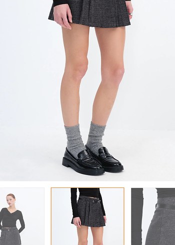 Gri Mini Etek - Görsel 2