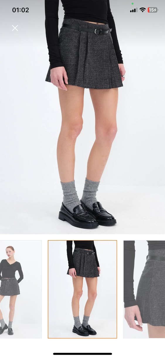 Gri Mini Etek - Görsel 2