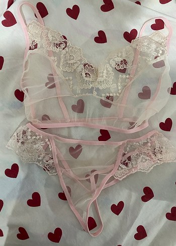 Pembe Nakışlı Bohem iç çamaşır takımu - Görsel 4
