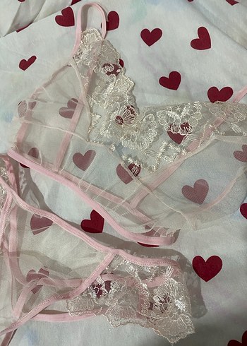 Pembe Nakışlı Bohem iç çamaşır takımu - Görsel 2