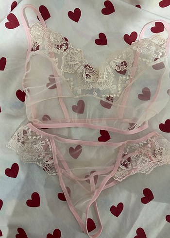 Pembe Nakışlı Bohem iç çamaşır takımu - Görsel 3
